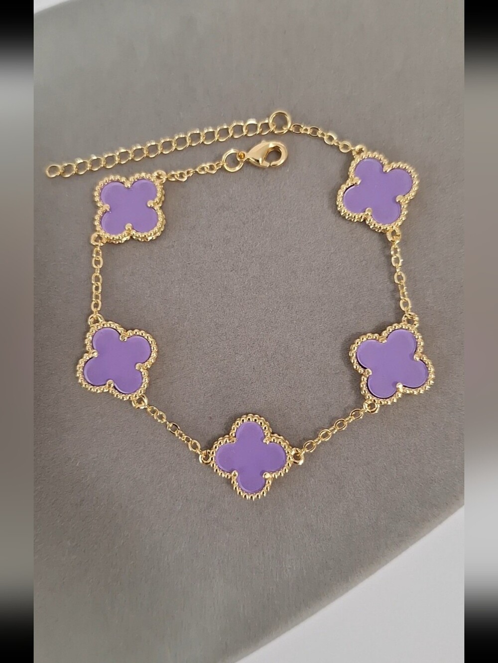 Purple Enamel Clovers Bracelet